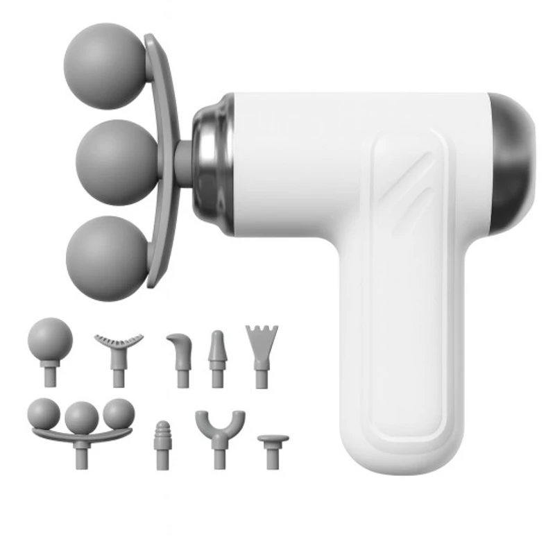 .Portable Massage Gun, Triple head Massage Gun Pro+ Mini, 3-Head Percussion, 6-Speed Settings, Deep Tissue Muscle Relief, 2300-3200RPM, with 9 Attachments