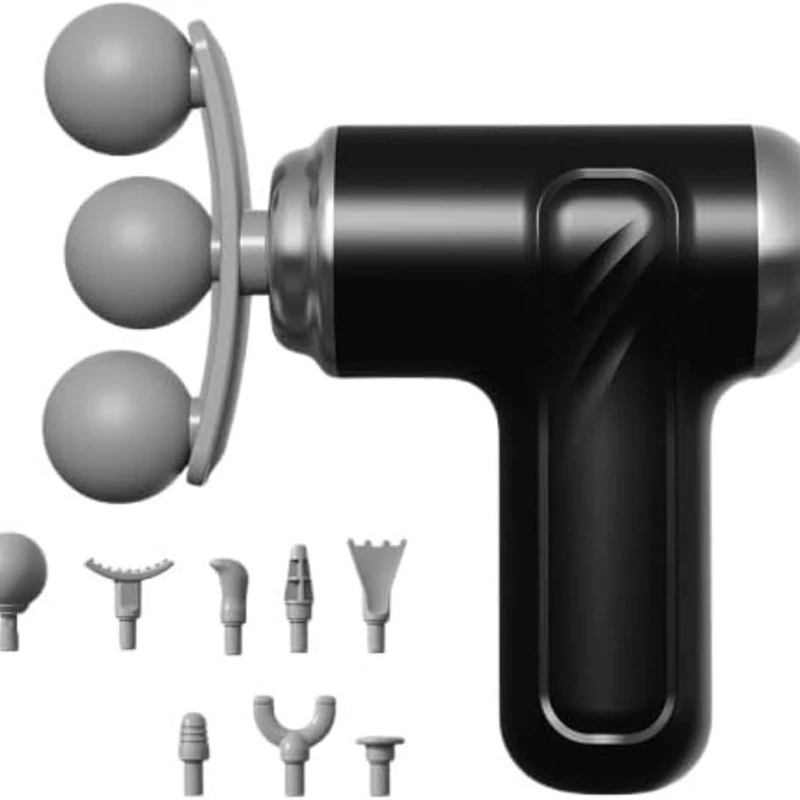 (Original) Portable Massage Gun, Triple head Massage Gun Pro+ Mini, 3-Head Percussion, with 9 Attachments6-Speed Settings